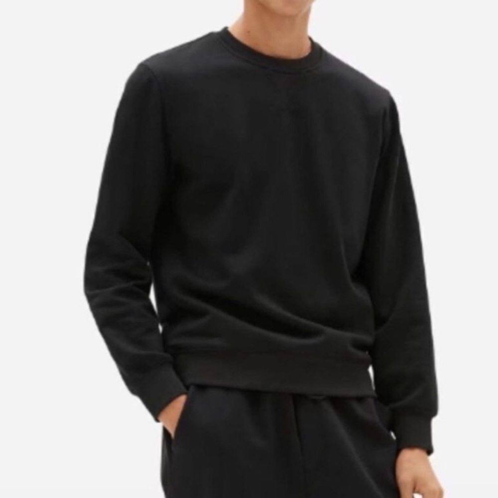 Everlane Men Size S Black Cotton Casual The French Terry Crew Uniform Sweatshirt